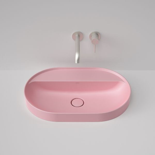 Caroma Liano II 600mm Pill Inset Basin with Tap Landing (0 Tap Hole) – Matte Pink