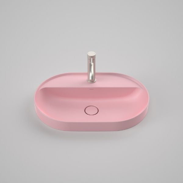 Caroma Liano II 600mm Pill Inset Basin with Tap Landing (1 Tap Hole) – Matte Pink
