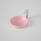 the blue space caroma liano ii 400mm round inset basin matte pink