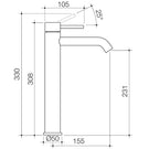Caroma Liano II Tower Basin Mixer Technical Drawing - The Blue Space