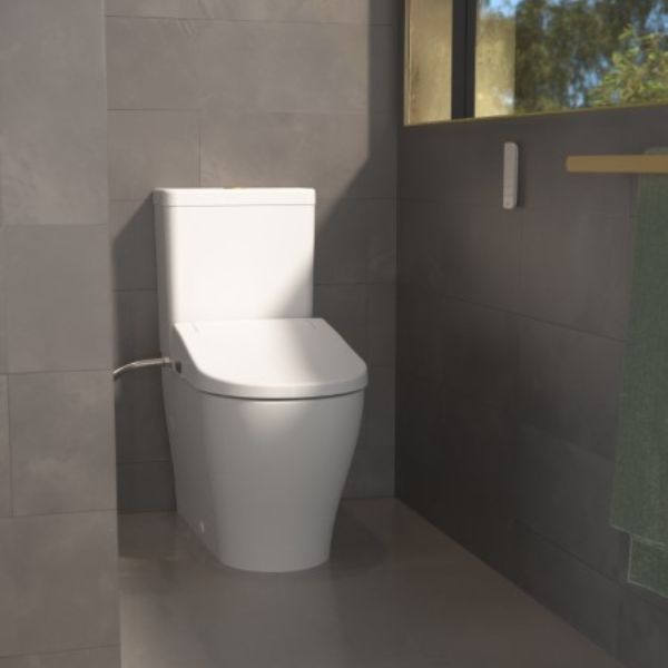 Caroma Lune Bidet Seat and Remote Control in modern bathroom design | The Blue Space
