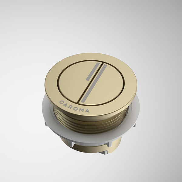 Caroma Luna Round Cistern Flush Button Brushed Brass - The Blue Space