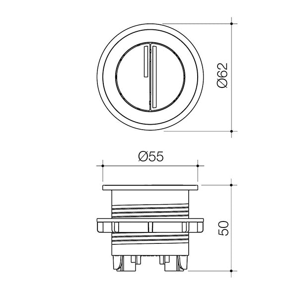 Caroma Luna Round Cistern Flush Button Brushed Nickel