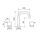 Caroma Luna Lever Basin Tap Set Technical Drawing - The Blue Space