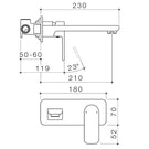 Caroma Luna Wall Basin/Bath Mixer Technical Drawing - The Blue Space