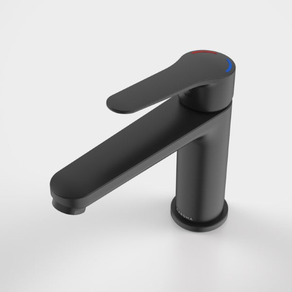 Caroma Opal Basin Mixer H/C Matte Black top view - The Blue Space