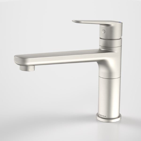 Caroma Opal Sink Mixer H/C Brushed Nickel side view - The Blue Space