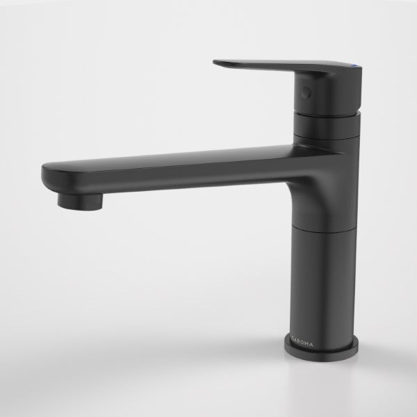 Caroma Opal Sink Mixer H/C Matte Black side view - The Blue Space