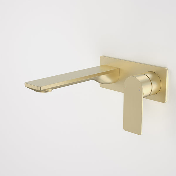 Caroma Urbane II 180mm Wall Basin/Bath Mixer Rectangle Brushed Brass - The Blue Space