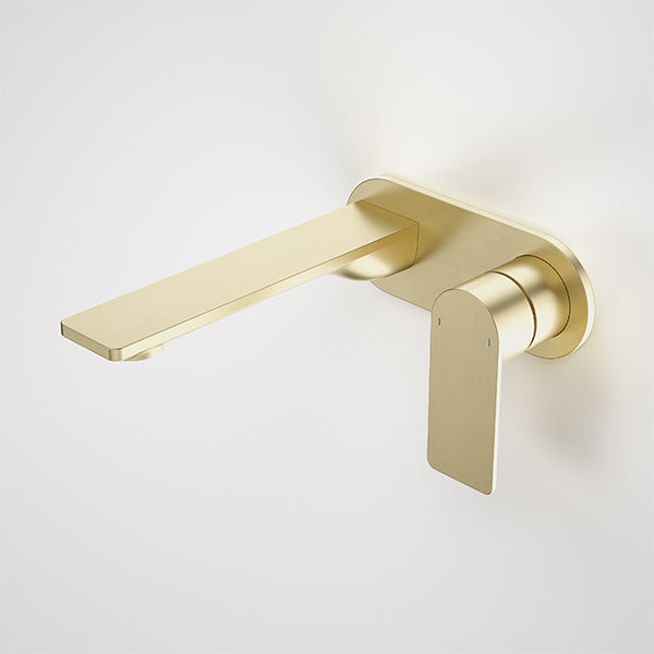 Caroma Urbane II 180mm Lead Free Wall Basin/Bath Mixer Round Brushed Brass