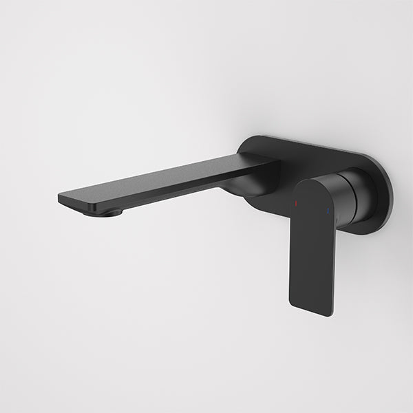 Caroma Urbane II 180mm Wall Basin/Bath Mixer Round Plate Matte Black - The Blue Space