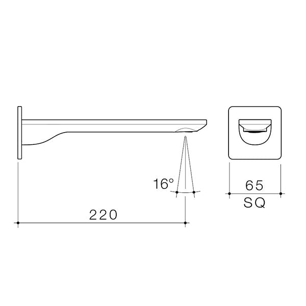 Caroma Urbane II Low Lead Square 220mm Basin/Bath Outlet Brushed Nickel