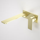 Caroma Urbane II 220mm Wall Basin/Bath Mixer Rectangle Brushed Brass - The Blue Space