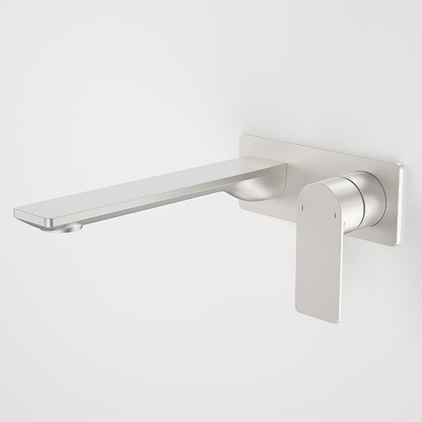 Caroma Urbane II 220mm Wall Basin/Bath Mixer Rectangle Brushed Nickel - The Blue Space