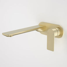 Caroma Urbane II 220mm Wall Basin/Bath Mixer Round Brushed Brass - The Blue Space