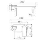 Caroma Urbane II 220mm Wall Basin/Bath Mixer Round Technical Drawing - The Blue Space