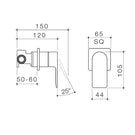 Caroma Urbane II Bath/Shower Mixer Square Technical Drawing - The Blue Space