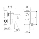 Caroma Urbane II Bath/Shower Mixer with Diverter Rectangle Technical Drawing - The Blue Space