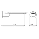 Caroma Urbane II 220mm Round Bath Swivel Outlet Technical Drawing - The Blue Space