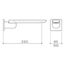 Caroma Urbane II 220mm Square Bath Swivel Outlet Technical Drawing - The Blue Space