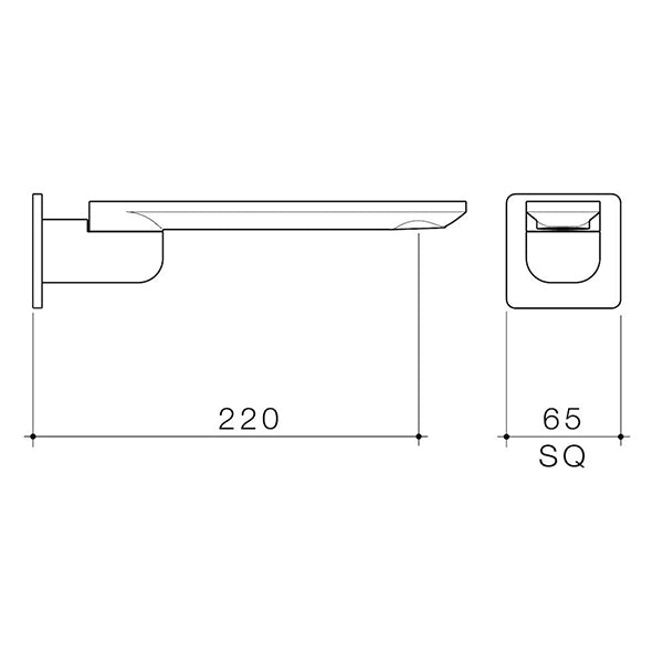 Caroma Urbane II 220mm Square Bath Swivel Outlet Brushed Nickel