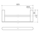 Caroma Urbane II Double Towel Rail 825mm Technical Drawing - The Blue Space