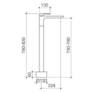 Caroma Urbane II Freestanding Bath Filler Technical Drawing - The Blue Space
