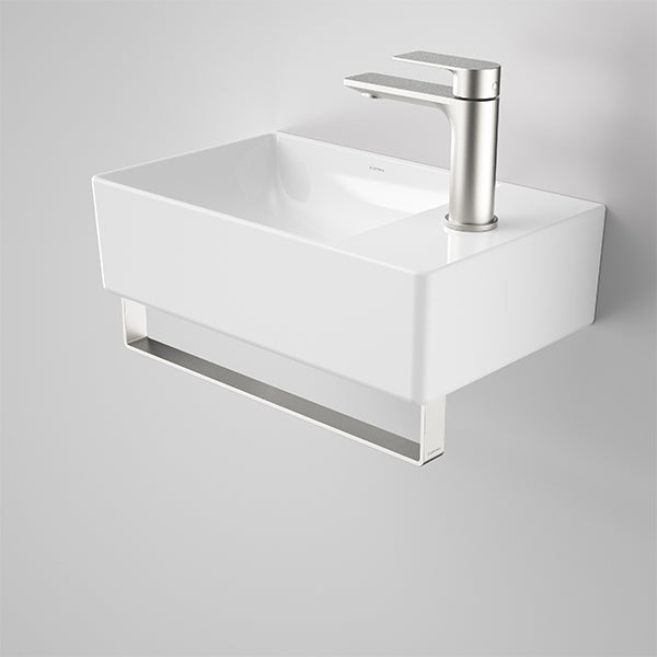 Caroma Urbane II Hand Wall Basin Integrated Rail Brushed Nickel - The Blue Space