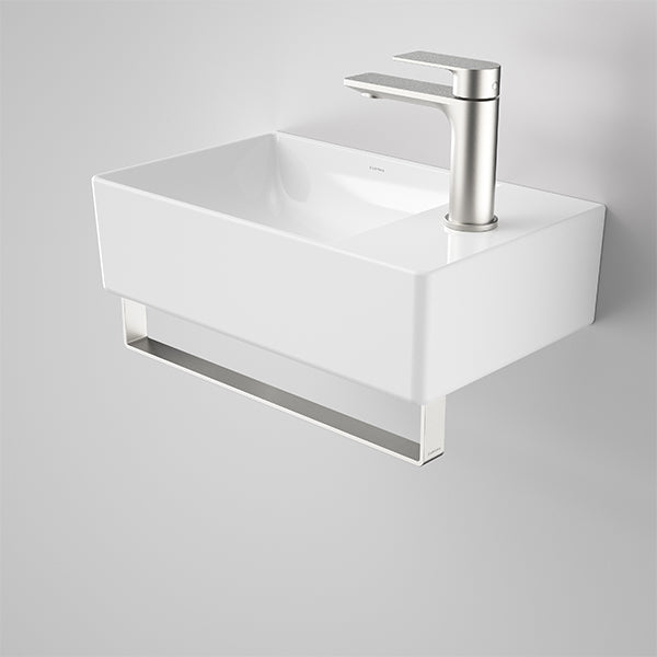 Caroma Urbane II Hand Wall Basin with Brushed Nickel Rail - The Blue Space