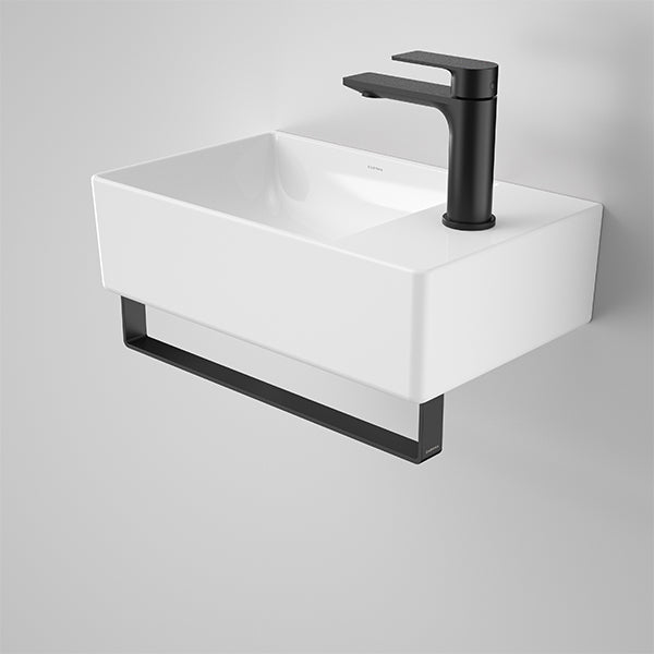 Caroma Urbane II Hand Wall Basin Integrated Rail Matte Black - The Blue Space