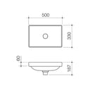 Caroma Urbane II Inset Basin No Tap Landing Technical Drawing- The Blue Space