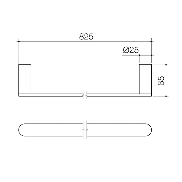 Caroma Urbane II Single Towel Rail 825mm Brushed Nickel