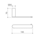 Caroma Urbane II Toilet Roll Holder Technical Drawing - The Blue Space