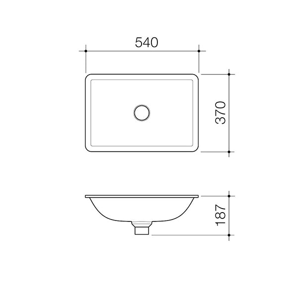 Caroma Urbane II Under Counter Basin Technical Drawing - The Blue Space