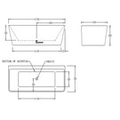 Cee Jay Square Back to Wall Freestanding Bath 1700mm Technical Drawing - The Blue Space