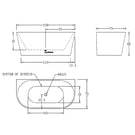 Cee Jay Round Back to Wall Freestanding Bath 1500mm Technical Drawing - The Blue Space
