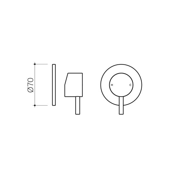 Technical Drawing: Clark Round Pin Wall Mixer Trim Kit