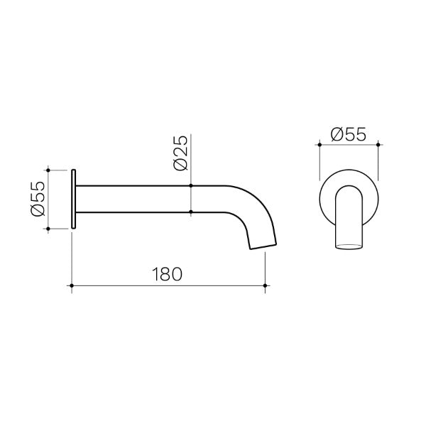 Clark Round Basin/Bath Outlet 180mm Brushed Nickel