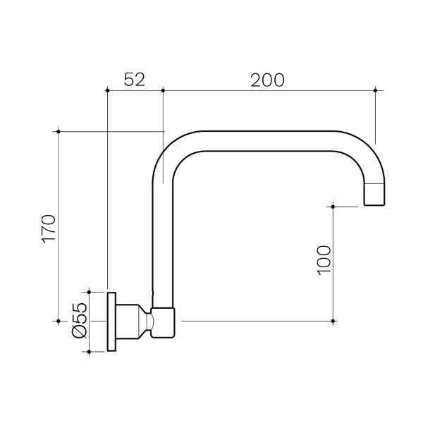 Technical Drawing: Clark Round Wall Sink Outlet