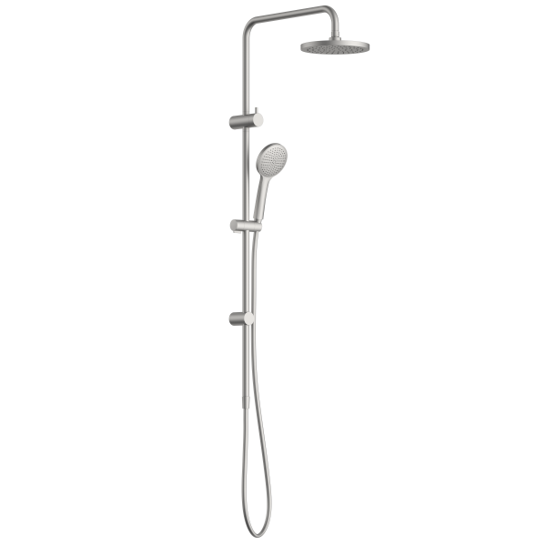 Clark Round II Rail Shower with Overhead - Brushed Nickel - The Blue Space