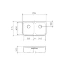 Clark Polar Double Bowl Overmount 0TH Kitchen Sink Technical Drawing - The Blue Space