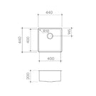 Clark Prism Single Bowl Undermount/Overmount Kitchen Sink Technical Drawing - The Blue Space