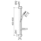 Clark Round II Rail Shower Technical Drawing - The Blue Space 