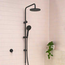 Clark Round II Rail Shower With Overhead Matte Black Lifestyle Image - The Blue Space