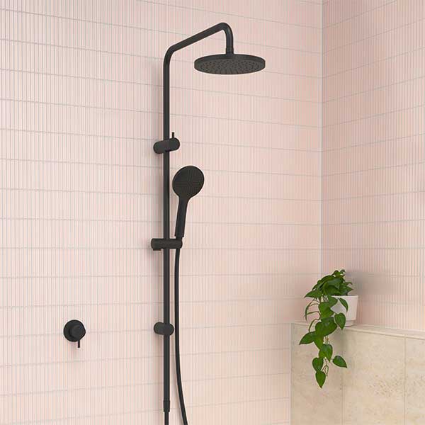 Clark Round II Rail Shower with Overhead - Matte Black