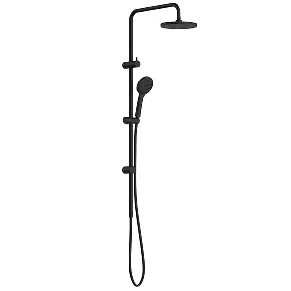 Clark Round II Rail Shower With Overhead Matte Black - The Blue Space 