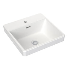 Clark Square Inset Vanity Basin With Tap Landing 400mm One Taphole with overflow - The Blue Space