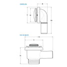 Decina Flexible Bath Connector with Pop-Up Waste Technical Drawing - The Blue Space