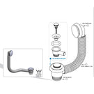 Decina Flexible Bath Connector with Pop-Up Waste Technical Drawing - The Blue Space