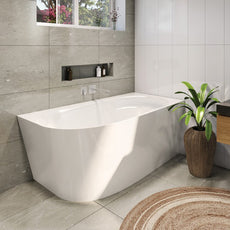 Decina Natalia 1500 Acrylic Back-To-Wall Corner Freestanding Bath online at The Blue Space